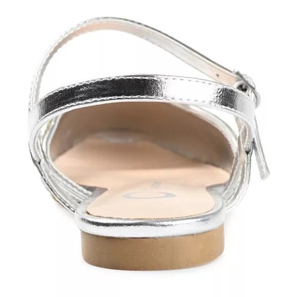 Journee Collection Nysha Square Toe Rhinestone Crystal Flats Size 6.5 Like New - Picture 16 of 16